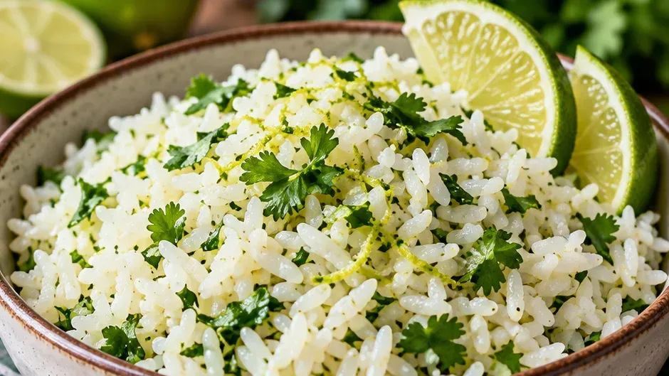 Foto de arroz com Coentro e Limão pronto para servir