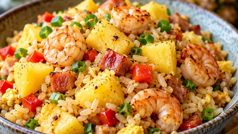 Foto de arroz Frito com Abacaxi pronto para servir