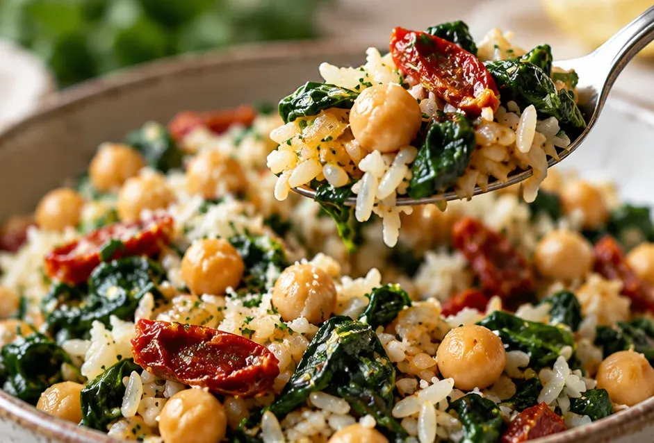 Outra foto de arroz Mediterrâneo com Espinafre e Grão-de-Bico