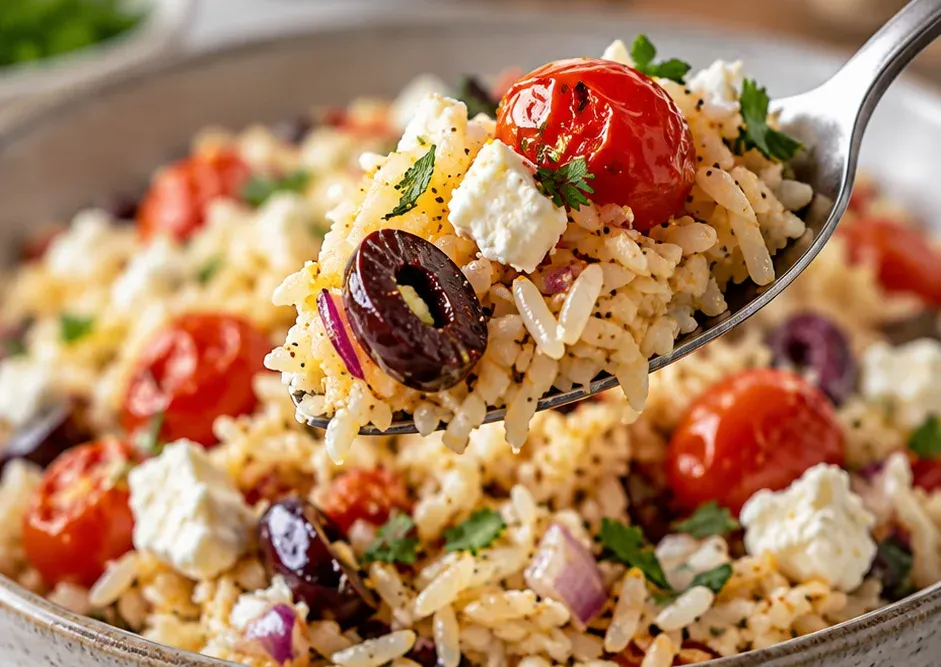 Outra foto de arroz Pilaf Estilo Grego com Queijo Feta (Uma Panela Só)