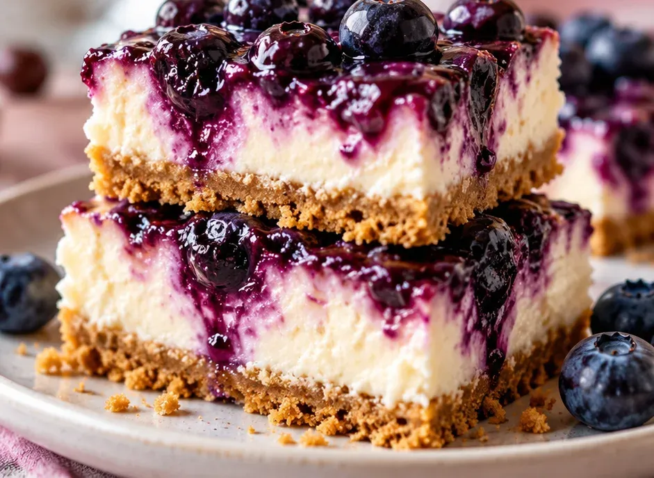 Outra foto de barrinhas de Cheesecake de Mirtilo