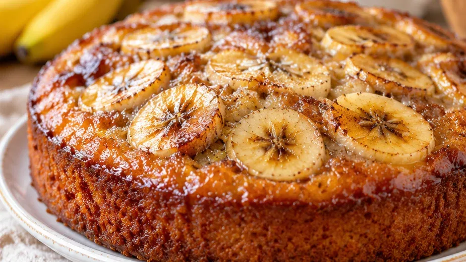 Foto de bolo de Banana com 5 Ingredientes pronto para servir