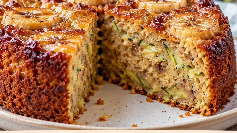 Foto de bolo de Banana com Abobrinha pronto para servir