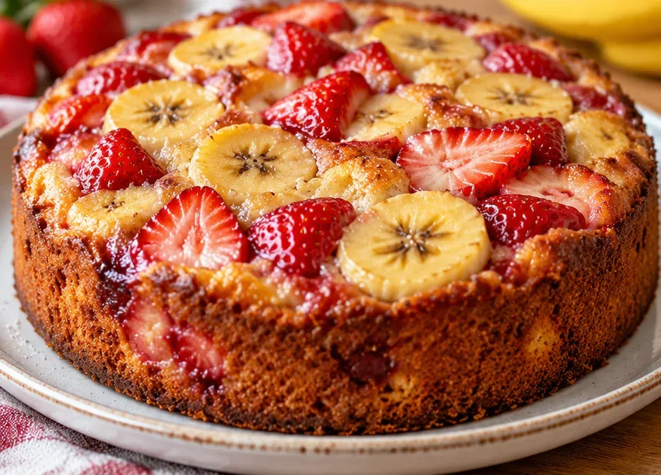 Outra foto de bolo de Banana com Morango