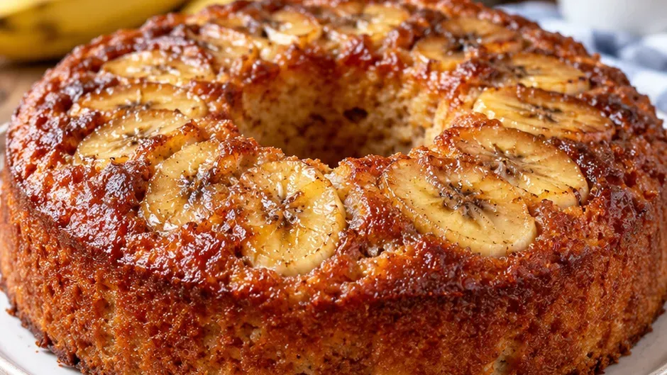 Foto de bolo de Banana Sem Manteiga (Com Óleo) pronto para servir