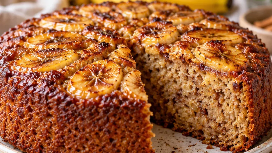 Foto de bolo de Banana Vegano pronto para servir