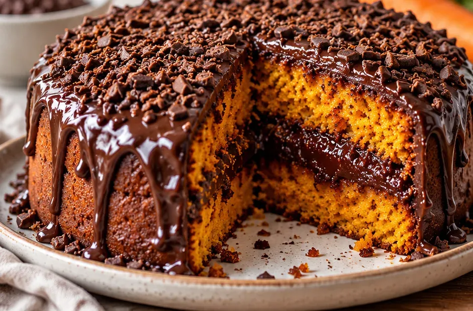 Outra foto de bolo de Cenoura Trufado com Chocolate