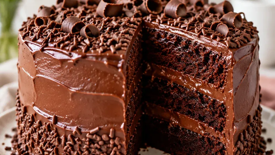 Foto de bolo de Chocolate Vertical pronto para servir