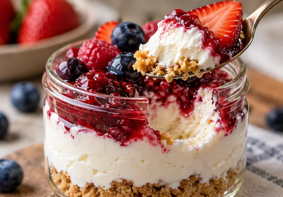 Outra foto de cheesecake de Iogurte Grego no Pote (Sem Forno)