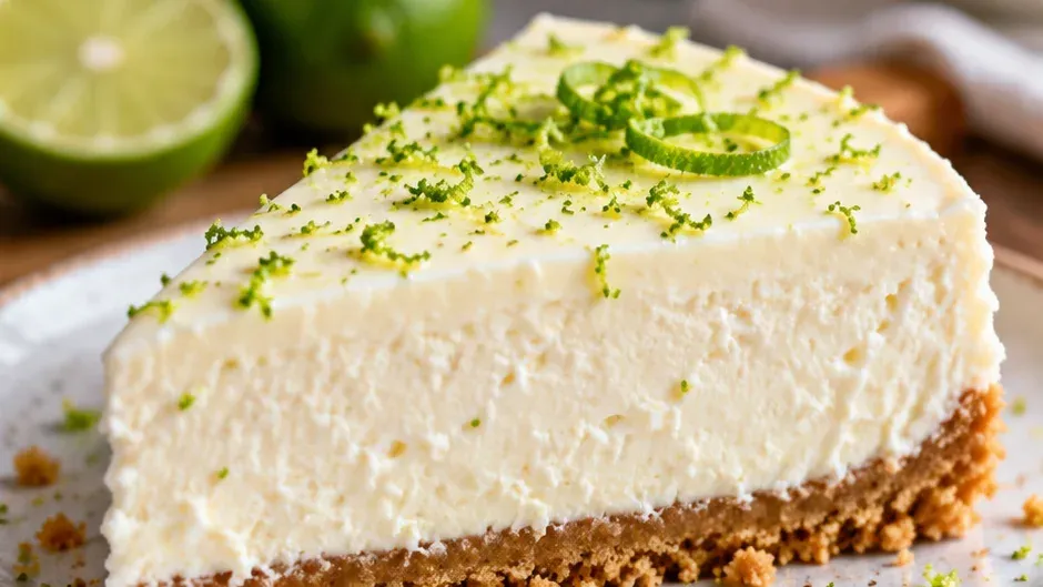 Foto de cheesecake de Limão Sem Forno pronto para servir