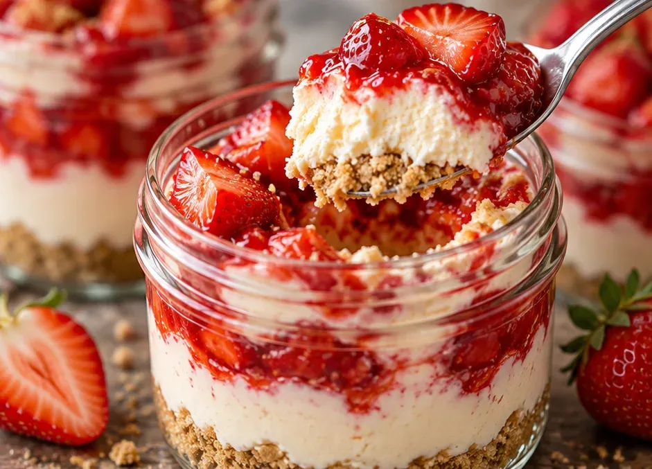 Outra foto de cheesecake de Morango Sem Forno no Pote