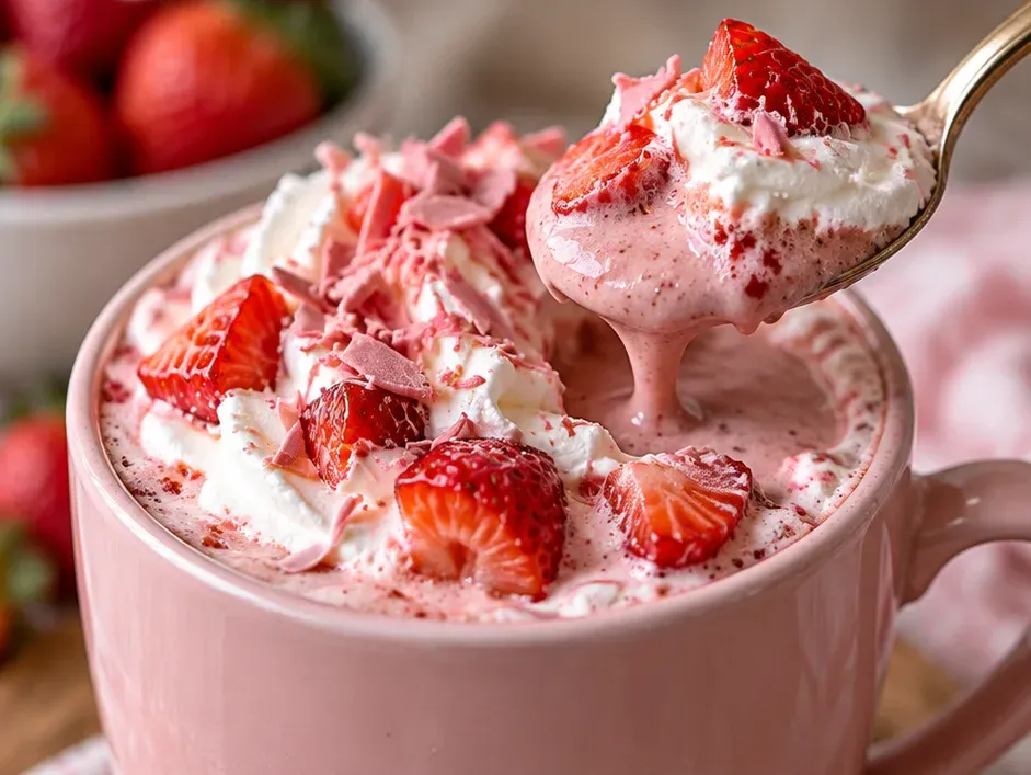 Outra foto de chocolate Quente Rosa de Morango