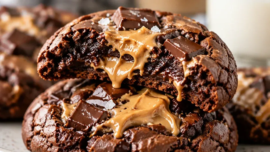 Foto de cookies de Brownie com Pasta de Amendoim pronto para servir