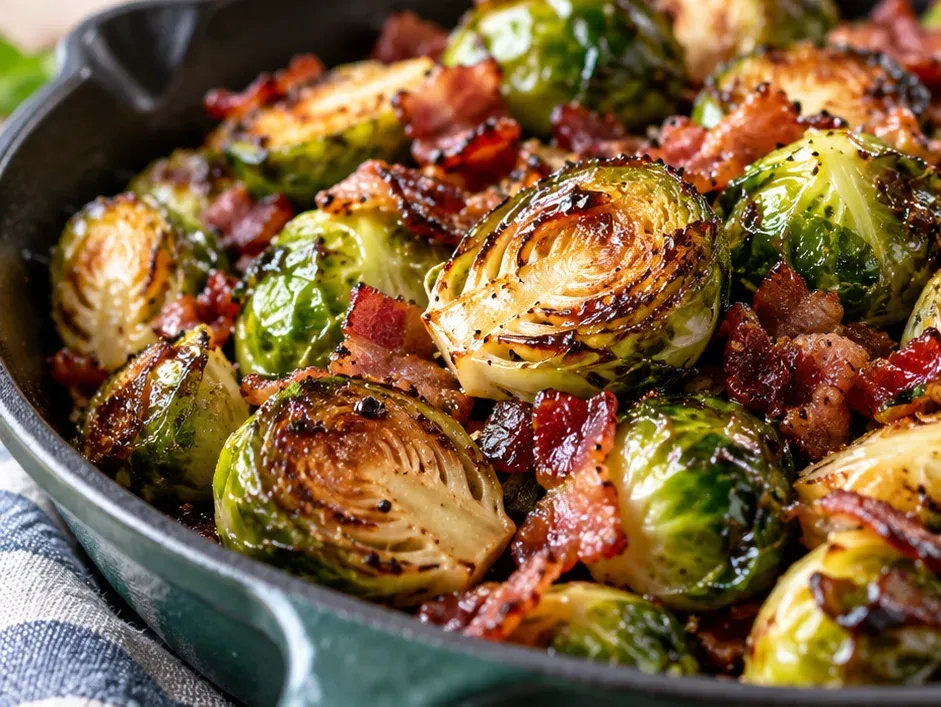 Outra foto de couve-de-Bruxelas com Maple e Bacon