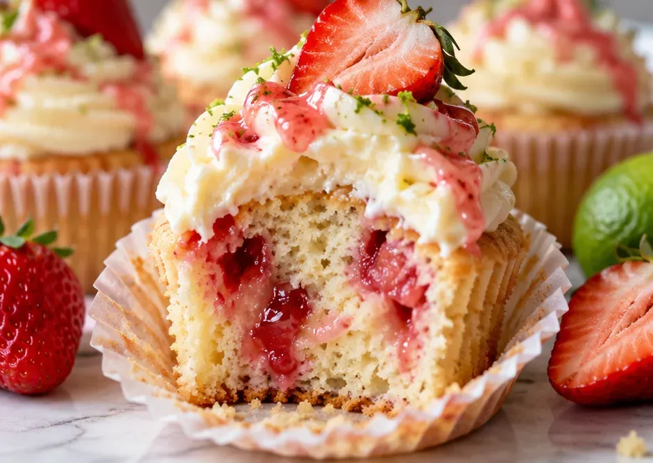 Outra foto de cupcakes de Limão e Morango Sabor Limonada