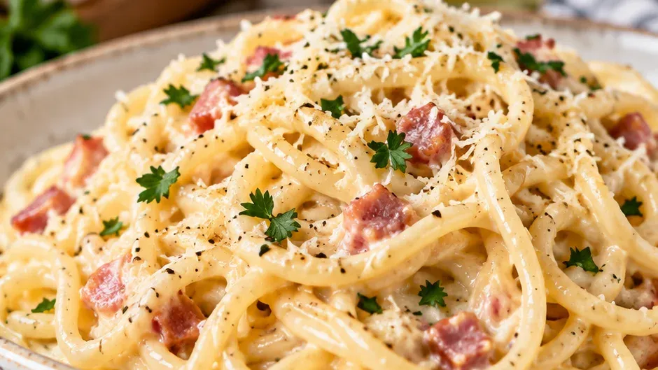Foto de espaguete Cremoso Leve sem Creme de Leite pronto para servir