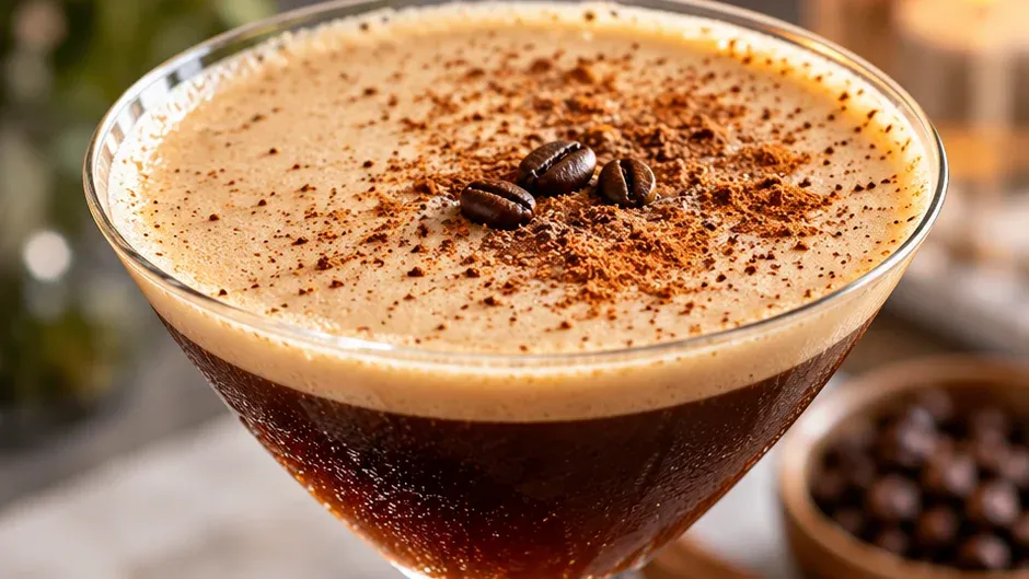 Foto de espresso Martini com Canela e Especiarias pronto para servir