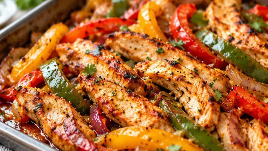 Foto de fajitas de Frango na Assadeira pronto para servir
