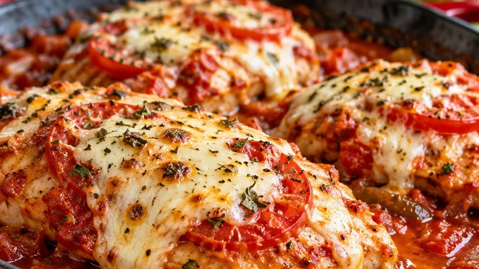 Foto de frango à Pizzaiolo pronto para servir