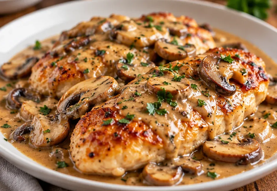 Outra foto de frango ao Marsala com Champignon