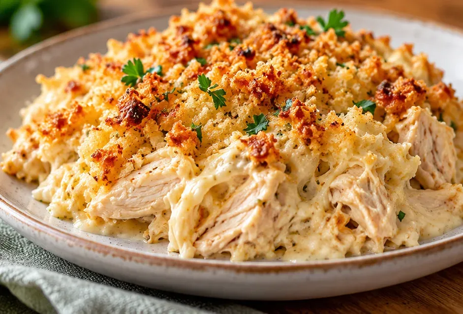 Outra foto de frango Cremoso Gratinado com Farofa de Pão