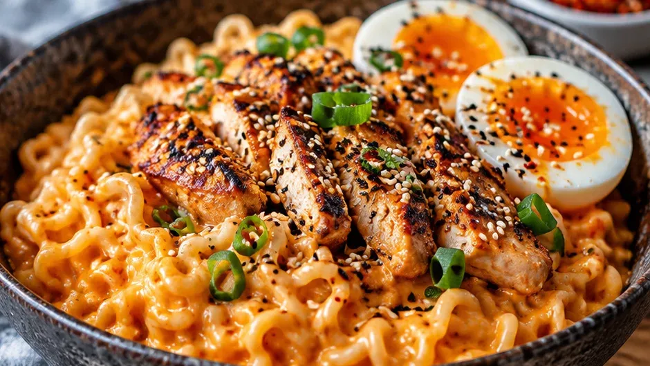 Foto de lámen Coreano Buldak Cremoso e Fácil pronto para servir