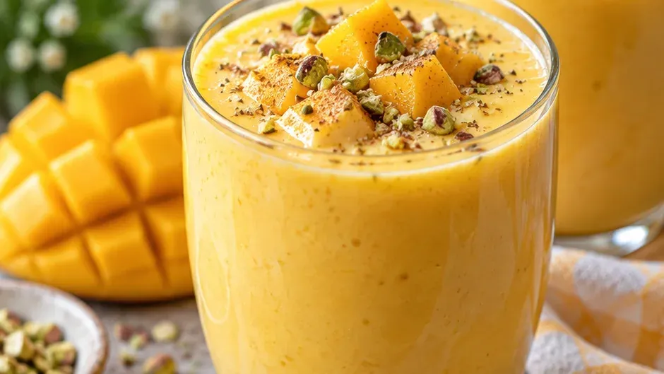 Foto de lassi de Manga (Bebida Indiana com Iogurte) pronto para servir
