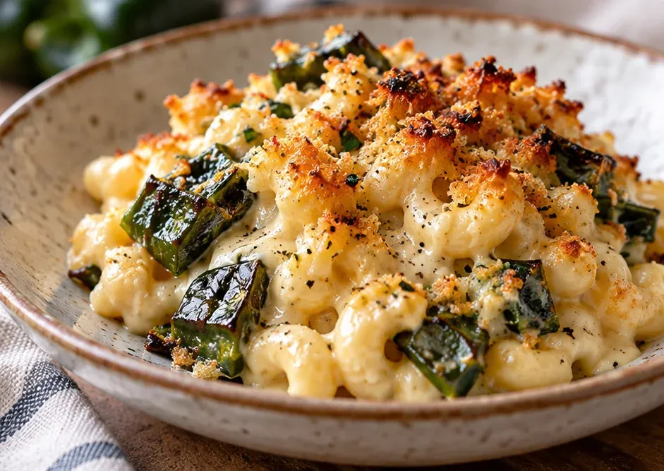 Outra foto de mac and Cheese com Pimenta Poblano Assada