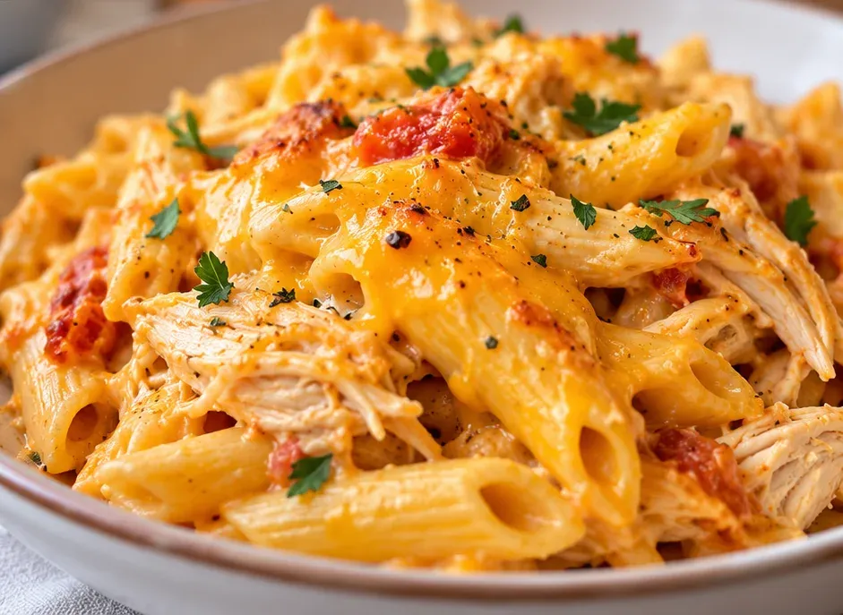 Outra foto de macarrão com Frango e Queijo Cheddar