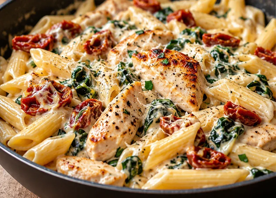 Outra foto de macarrão com Frango Toscano Cremoso