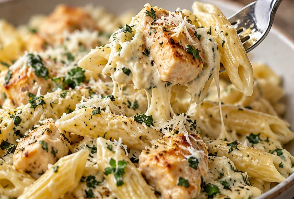 Outra foto de macarrão Cremoso com Frango, Ervas e Parmesão