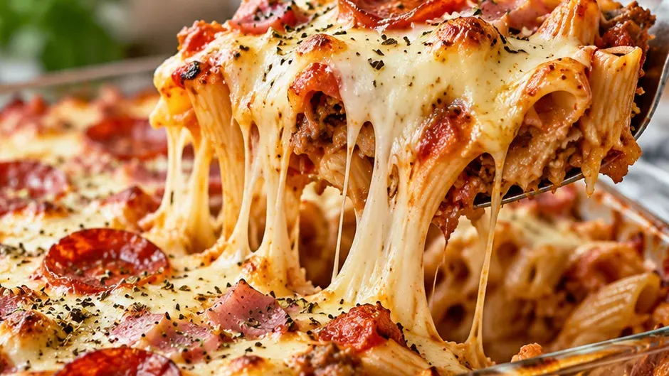 Foto de macarrão de Forno Sabor Pizza pronto para servir