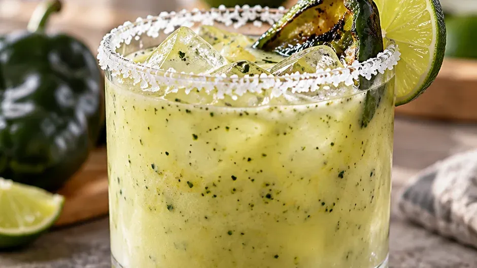 Foto de margarita Cremosa com Pimenta Poblano Assada pronto para servir