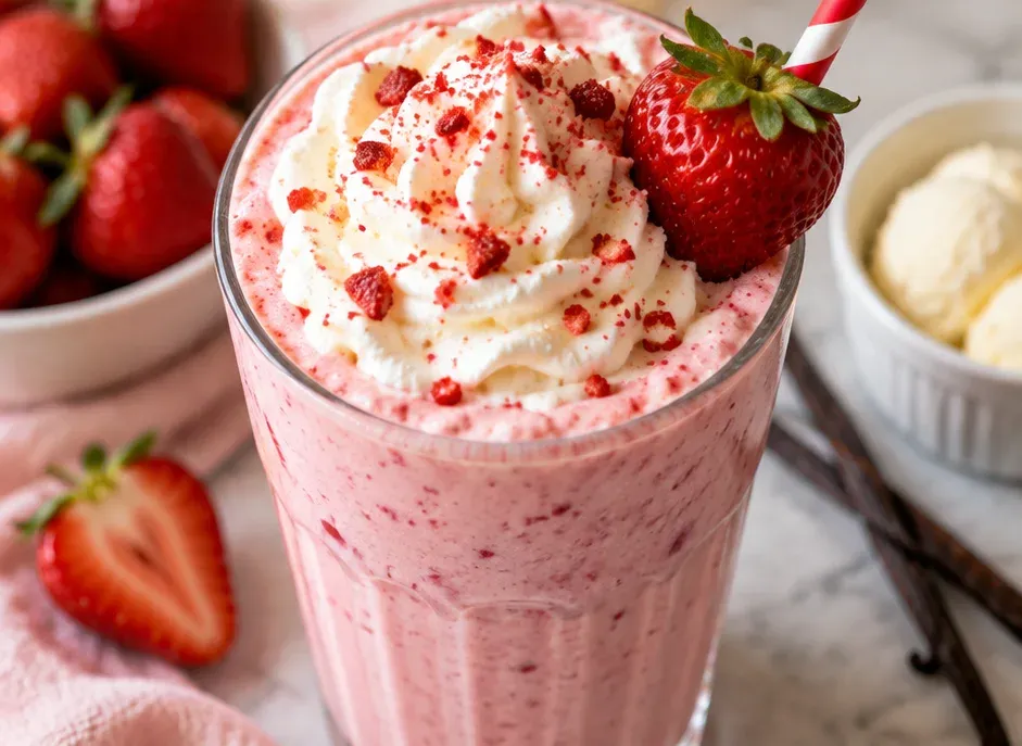 Outra foto de milk-shake de Morango com Baunilha