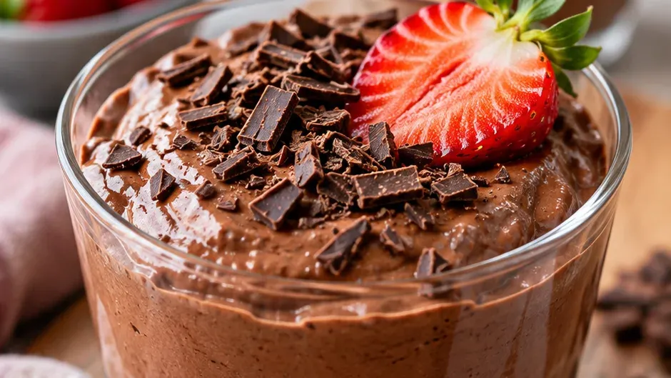 Foto de mousse de Chocolate com Iogurte e 3 Ingredientes (Sobremesa Proteica) pronto para servir