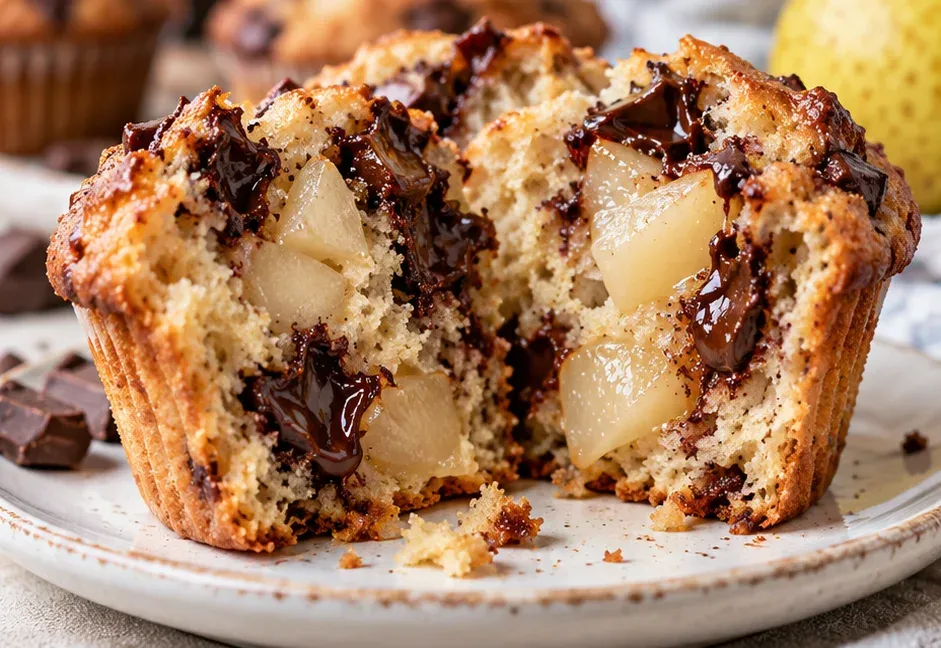 Outra foto de muffins de Pera com Chocolate