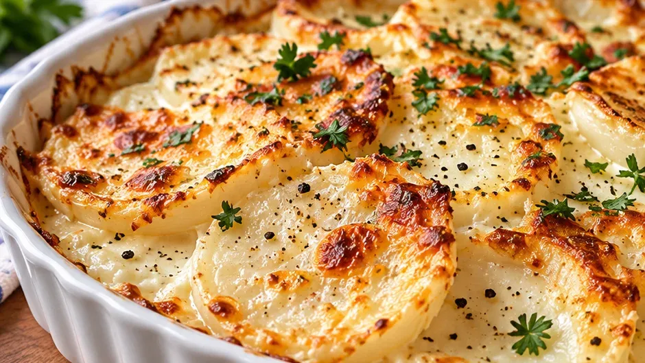 Foto de nabo Gratinado pronto para servir