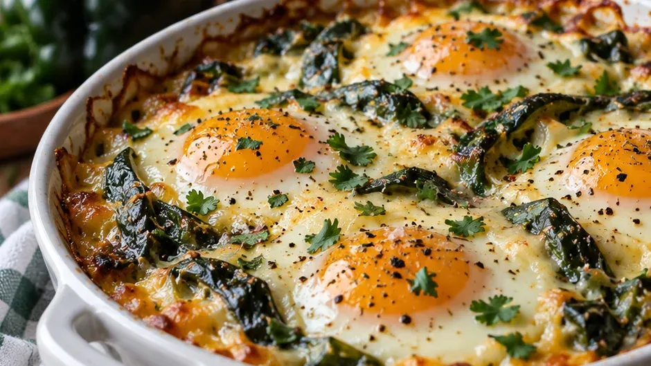 Foto de ovos de Forno com Pimenta Poblano e Queijo (Café da Manhã) pronto para servir