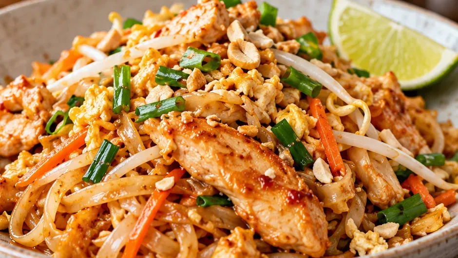 Foto de pad Thai de Frango pronto para servir