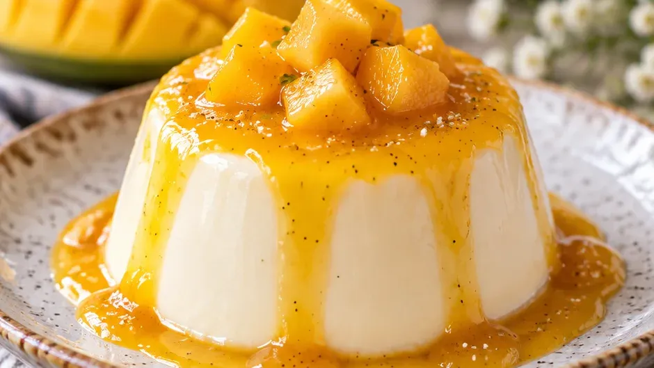 Foto de panna Cotta de Manga pronto para servir