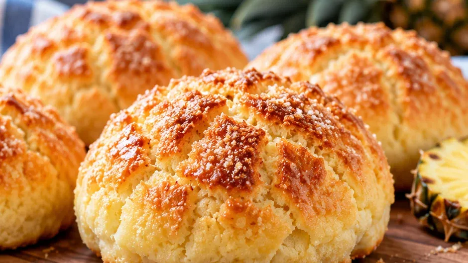 Foto de pão de Abacaxi Chinês com Casquinha Crocante pronto para servir