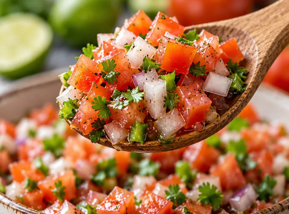 Outra foto de pico de Gallo Caseiro (Molho Mexicano em Pedaços)