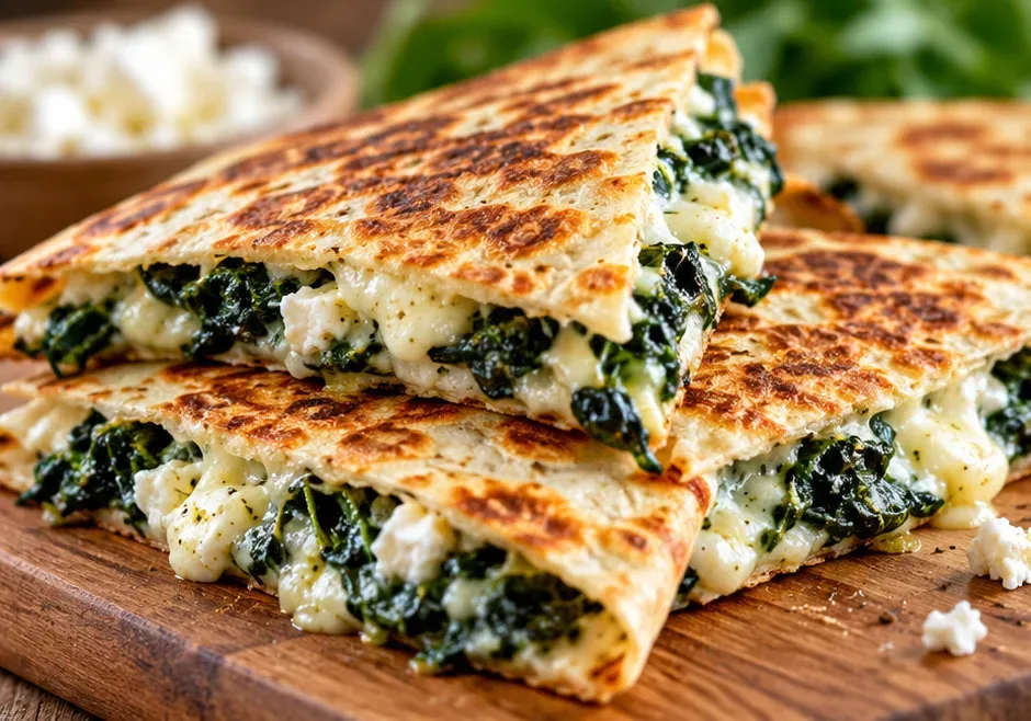 Outra foto de quesadillas de Espinafre com Queijo Feta