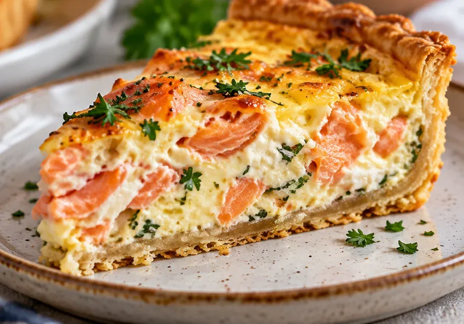 Outra foto de quiche de Salmão Defumado com Salsinha