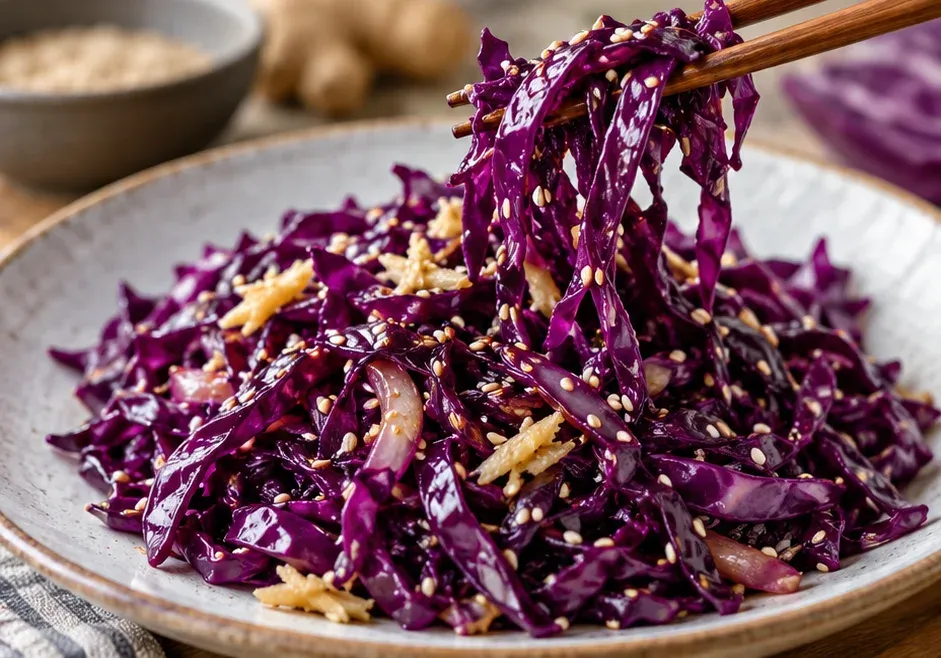 Outra foto de repolho-Roxo Salteado com Gergelim e Gengibre
