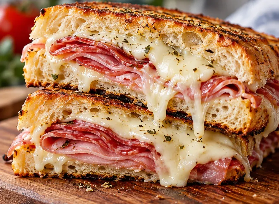 Outra foto de sanduíche Italiano Quente com Salame, Presunto e Muçarela