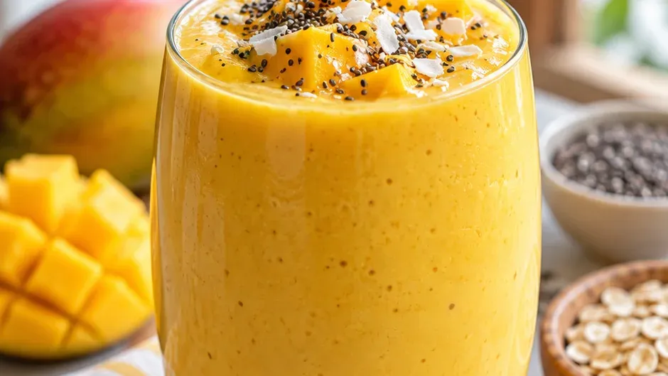 Foto de smoothie Cremoso de Manga (Café da Manhã em 5 Minutos) pronto para servir