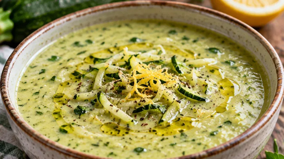 Foto de sopa de Abobrinha com Limão (Leve e Refrescante) pronto para servir