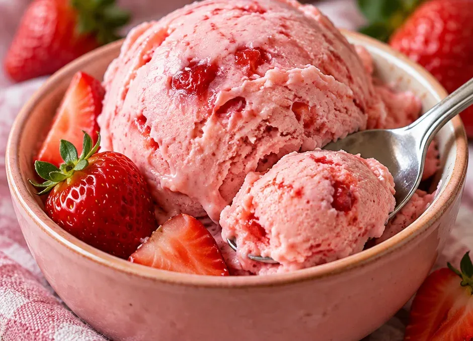 Outra foto de sorvete de Morango com 3 Ingredientes