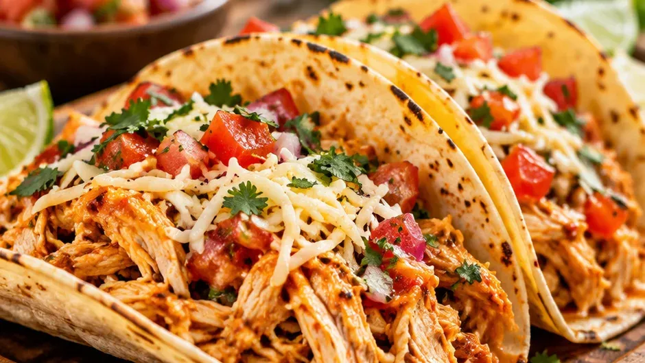 Foto de tacos de Frango Desfiado pronto para servir